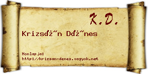 Krizsán Dénes névjegykártya